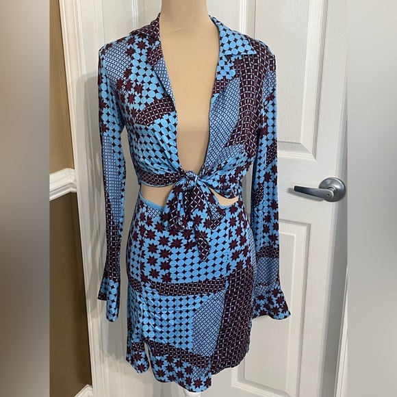 Free People 💎 Miki Dress Mini V-Neck Front-Tie Closure Waist Cut Out Size XS NWT - Picture 11 of 16